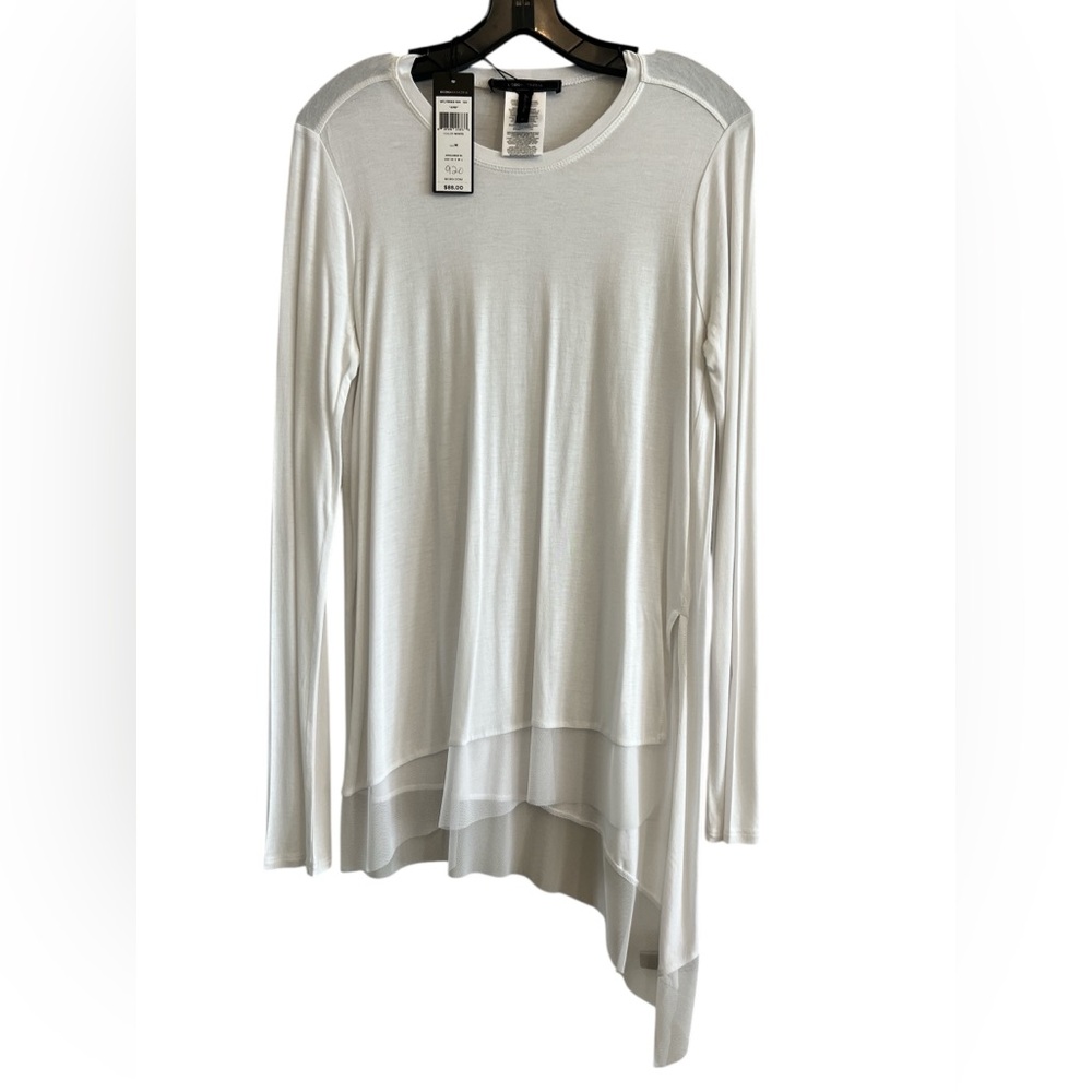 BCBGMAXAZRIA NEW White Asymmetrical Long Sleeve Tunic Size Medium